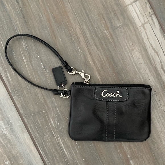 Coach Handbags - Coach Black Leather Wristlet EUC